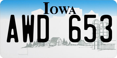 IA license plate AWD653