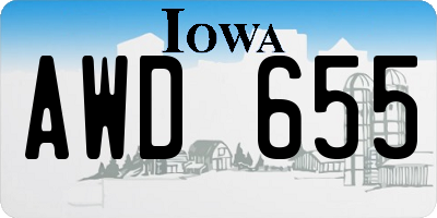 IA license plate AWD655