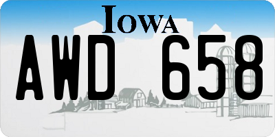 IA license plate AWD658