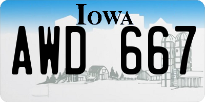 IA license plate AWD667