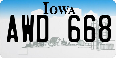 IA license plate AWD668