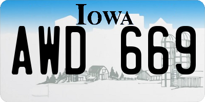 IA license plate AWD669