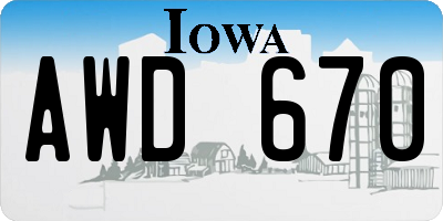 IA license plate AWD670