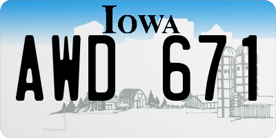 IA license plate AWD671