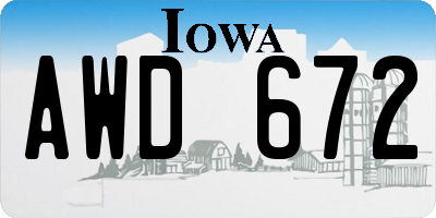 IA license plate AWD672