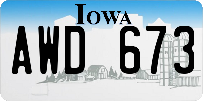 IA license plate AWD673