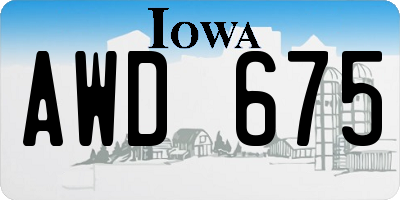 IA license plate AWD675