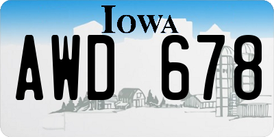 IA license plate AWD678