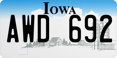 IA license plate AWD692
