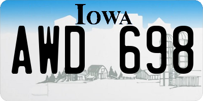 IA license plate AWD698