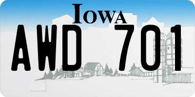 IA license plate AWD701
