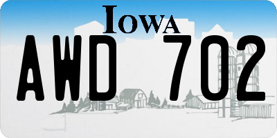IA license plate AWD702