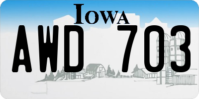 IA license plate AWD703