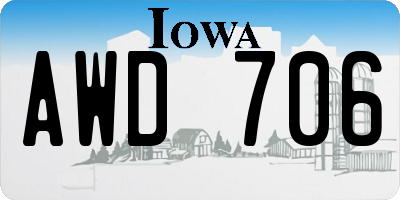 IA license plate AWD706