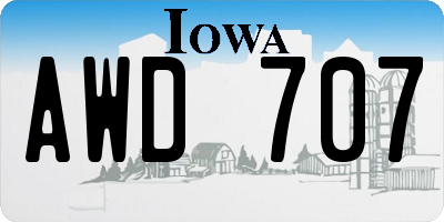 IA license plate AWD707