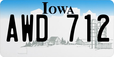 IA license plate AWD712