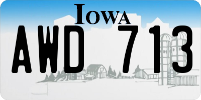IA license plate AWD713