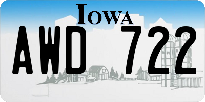 IA license plate AWD722