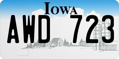 IA license plate AWD723