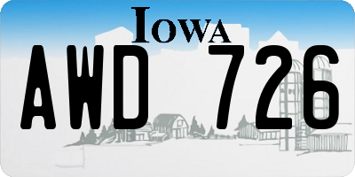 IA license plate AWD726