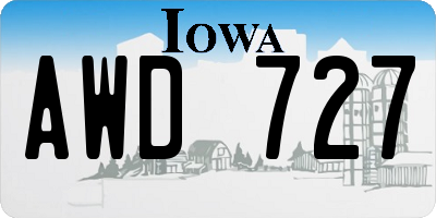 IA license plate AWD727