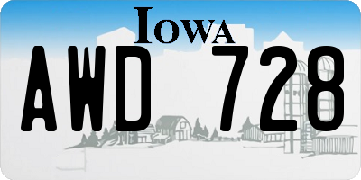 IA license plate AWD728