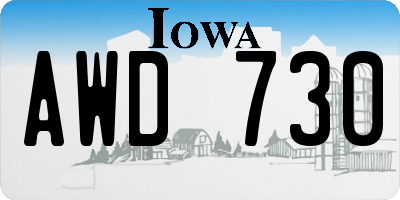 IA license plate AWD730