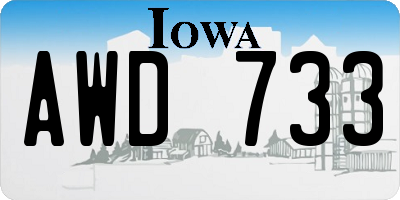 IA license plate AWD733