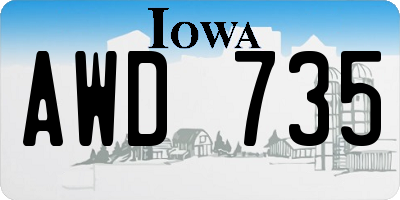 IA license plate AWD735