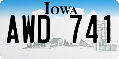 IA license plate AWD741
