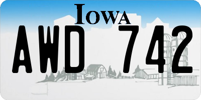 IA license plate AWD742