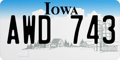 IA license plate AWD743