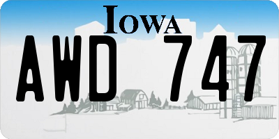 IA license plate AWD747