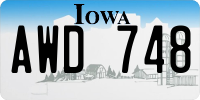 IA license plate AWD748
