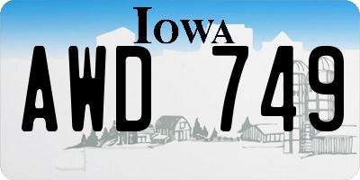 IA license plate AWD749