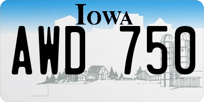 IA license plate AWD750