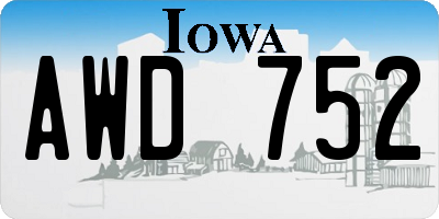 IA license plate AWD752