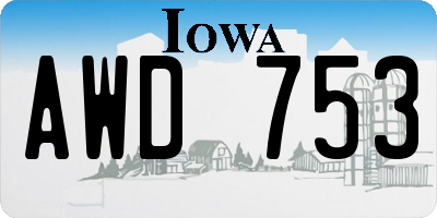 IA license plate AWD753