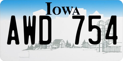 IA license plate AWD754