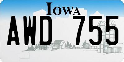 IA license plate AWD755