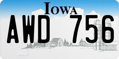IA license plate AWD756