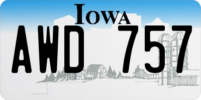 IA license plate AWD757