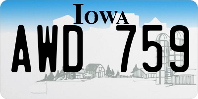IA license plate AWD759