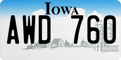 IA license plate AWD760