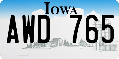 IA license plate AWD765