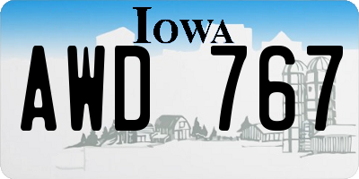 IA license plate AWD767