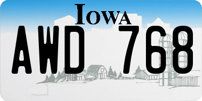 IA license plate AWD768