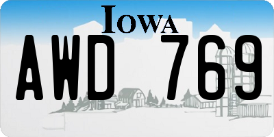 IA license plate AWD769