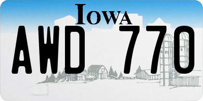 IA license plate AWD770