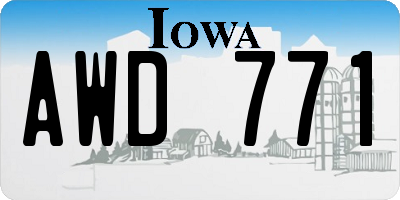 IA license plate AWD771